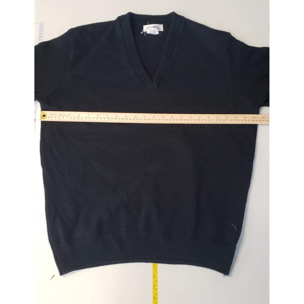 Vintage 90s Mens XL Navy Blue V Neck Sweater Made in USA Grandpacore Preppy - Picture 3 of 6